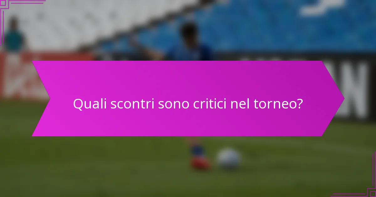 Quali scontri sono critici nel torneo?