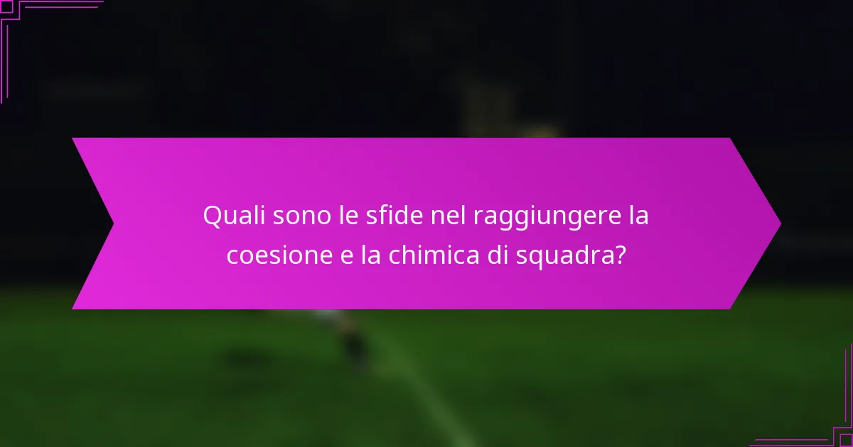 Quali sono le sfide nel raggiungere la coesione e la chimica di squadra?