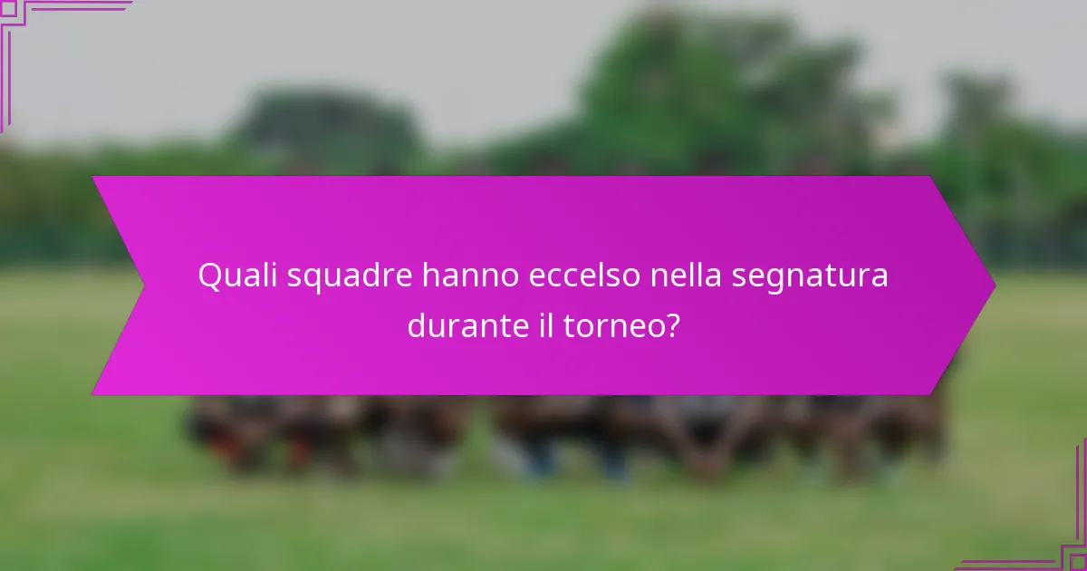 Quali squadre hanno eccelso nella segnatura durante il torneo?